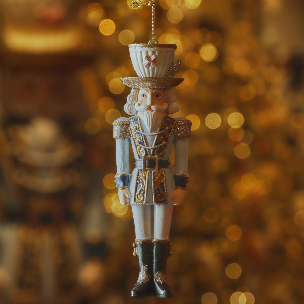 Décoration De Sapin|KAEMINGK Suspension de Noël (H12 cm) Casse-noisette Tea time et blanc Bleu