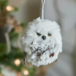 Décoration De Sapin|KAEMINGK Suspension de Noël (H6 cm) Chouette d'hiver Fourrure e Gris