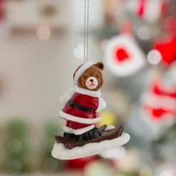 Décoration De Sapin|JJA Suspension de Noël (H9 cm) Ourson skieur en folie Multicolore
