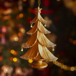 Décoration De Sapin|KAEMINGK Suspension de Noël (H12 cm) Sapin scintillant Dé Or