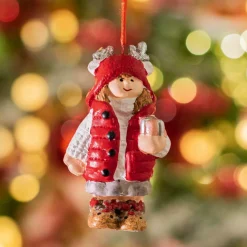 Décoration De Sapin|KAEMINGK Suspension de Noël terre cuite (H8 cm) Chérubine Rouge