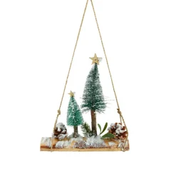 Déco Et Objet De Noël|KAEMINGK Suspension en bois déco (H28 cm) Forêt enneigée, Naturel