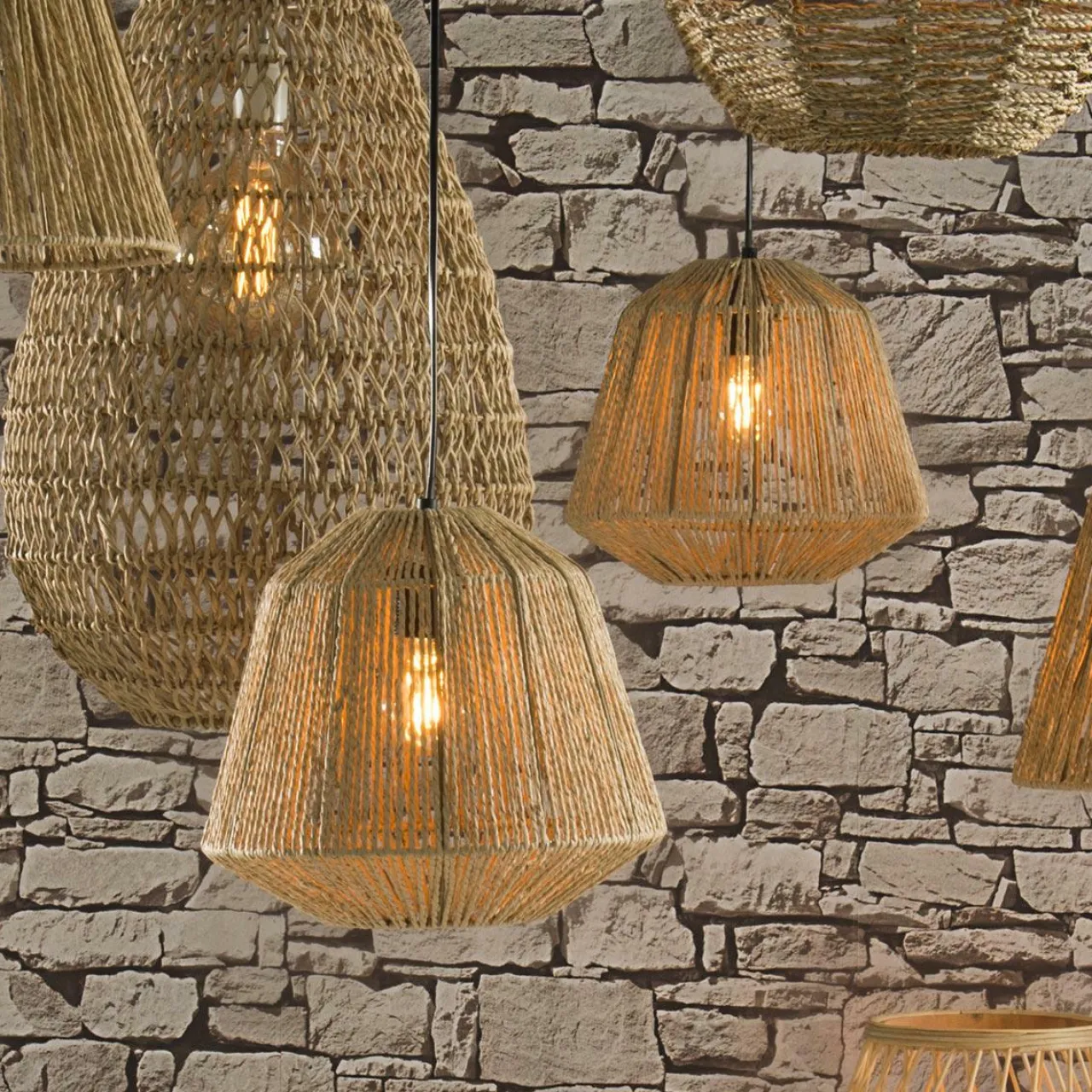 Lampe Suspension|ATMOSPHERA Suspension en corde (D29 cm) Ethnik Naturel