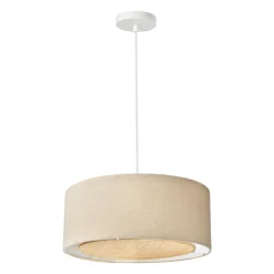 Lampe Suspension|OSTARIA Suspension lin et bambou (D35 cm) Ambre Beige