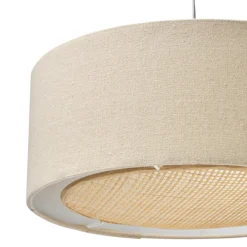 Lampe Suspension|OSTARIA Suspension lin et bambou (D35 cm) Ambre Beige