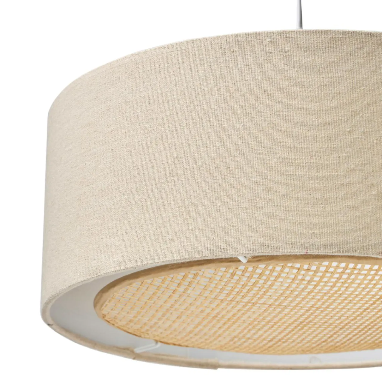 Lampe Suspension|OSTARIA Suspension lin et bambou (D35 cm) Ambre Beige