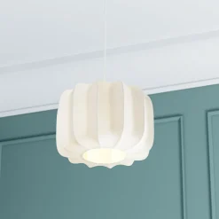 Lampe Suspension|Atmosphera, cru017dateur d'intu017drieur Suspension luminaire coton (37 x 24 cm) Toby Blanc