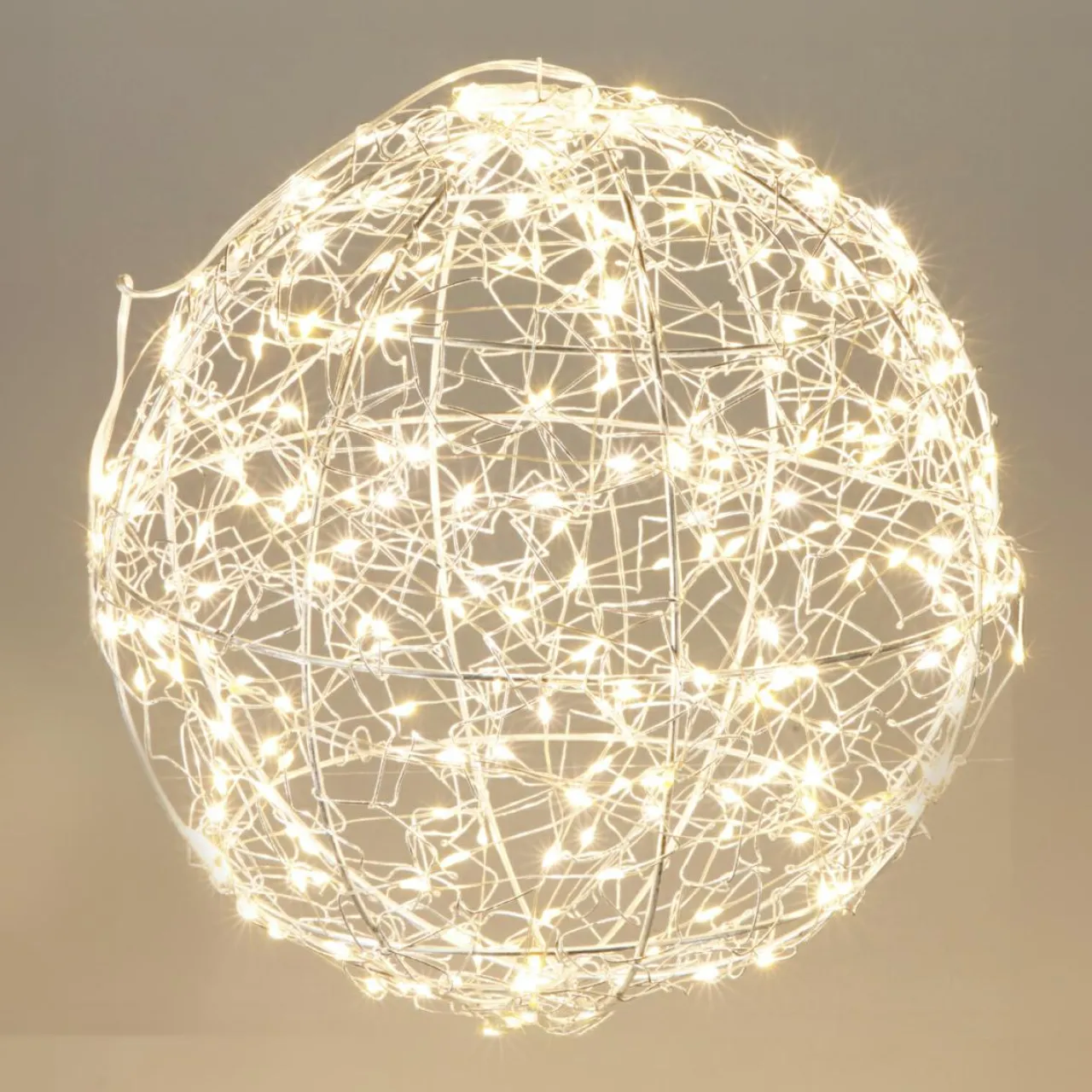 Déco Et Objet Lumineux|KOOPMAN Suspension lumineuse 300 micro LED (D25 cm) Lueur Polaire et blanc chaud Argent