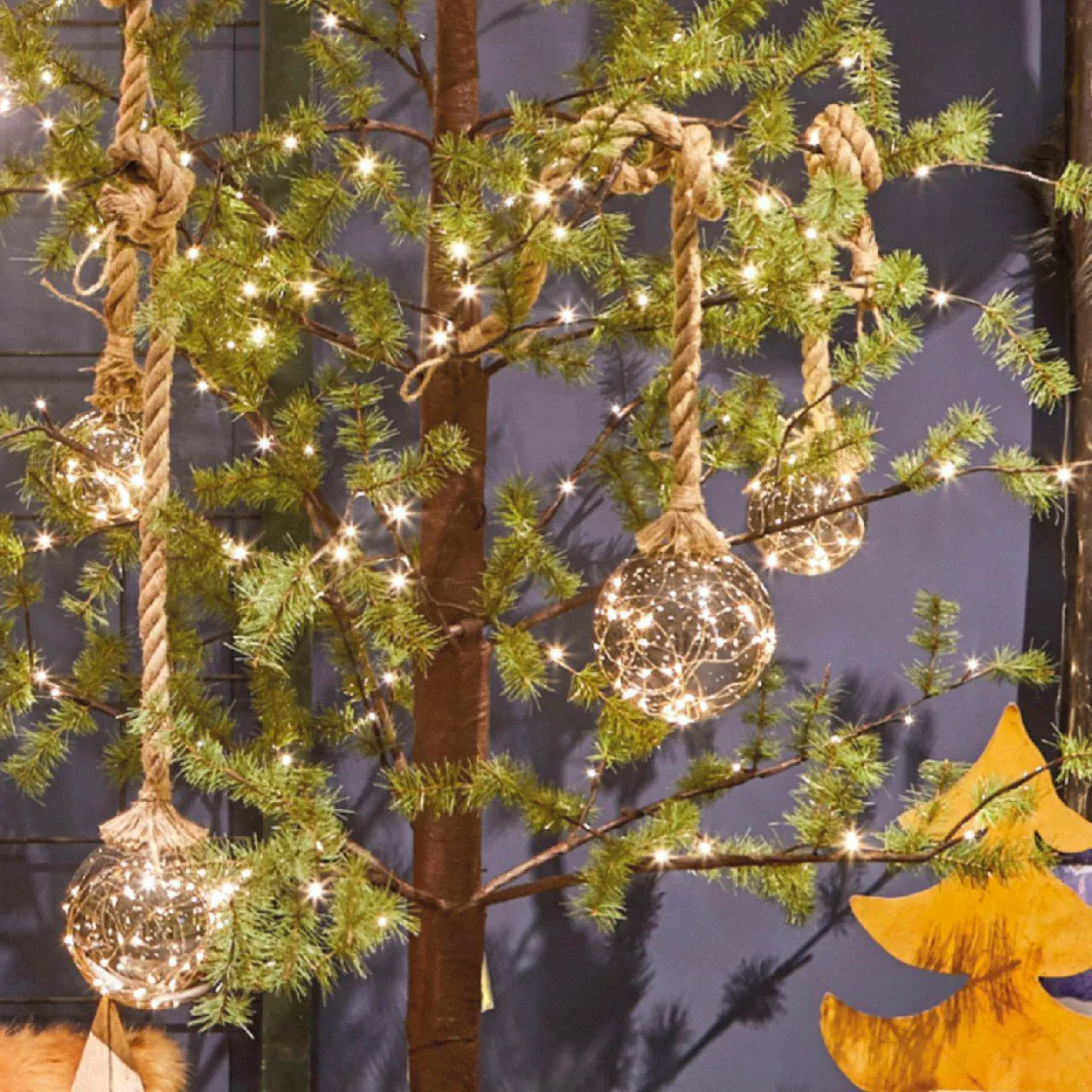 Déco Et Objet De Noël|Déco Et Objet Lumineux|KAEMINGK Suspension lumineuse à piles 30 LED (D14 cm) Boule de Noël ambrée Blanc chaud Ambre