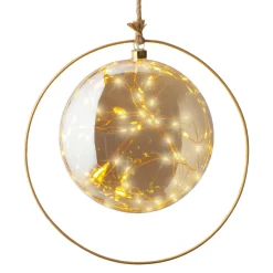 Déco Et Objet De Noël|Déco Et Objet Lumineux|KAEMINGK Suspension lumineuse à piles 40 LED (D26 cm) Lune d’Hiver et blanc chaud Ambre
