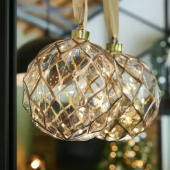 Déco Et Objet De Noël|Déco Et Objet Lumineux|KAEMINGK Suspension lumineuse à piles 30 LED (D14 cm) Vintage et blanc chaud Or