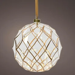 Déco Et Objet De Noël|Déco Et Objet Lumineux|KAEMINGK Suspension lumineuse à piles 40 LED (D20 cm) Vintage /blanc chaud Or
