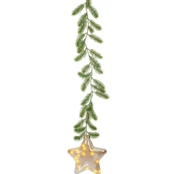 Déco Et Objet De Noël|Déco Et Objet Lumineux|KAEMINGK Suspension lumineuse à piles 15 LED (H20 cm) Sapinette et Etoile Blanc chaud