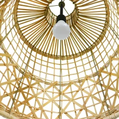 Lampe Suspension|EMINZA Suspension lumineuse ajourée en bambou (H50 cm) Pampelune Naturel