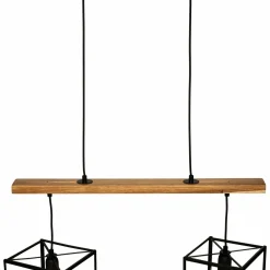 Lampe Suspension|ATMOSPHERA Suspension lumineuse bois acacia (L70 x H120 cm) Edena Noir