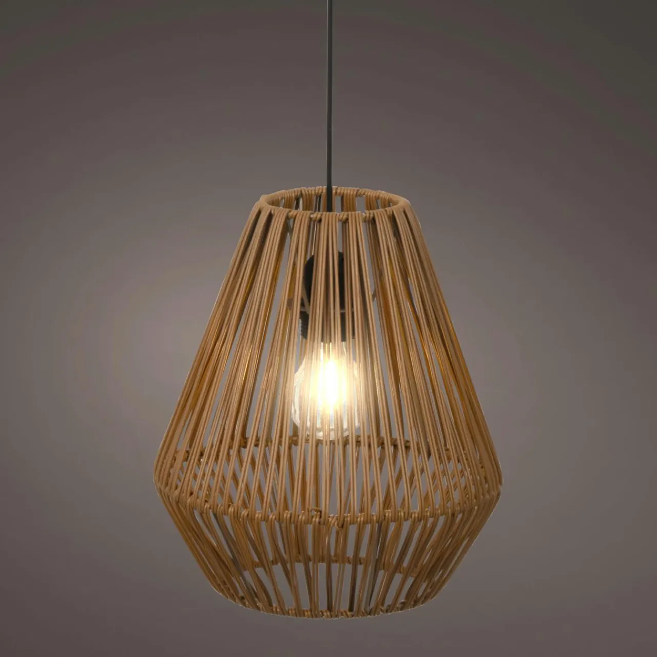 Luminaire Jardin|Eclairage Extérieur|KAEMINGK Suspension lumineuse de jardin à piles 15 LED (H27 cm) Messya Marron