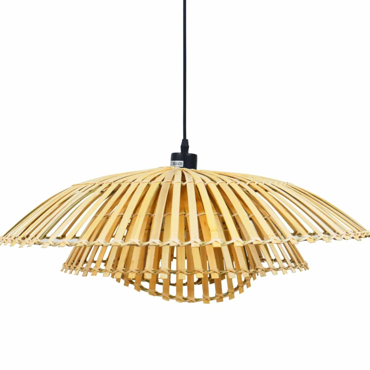 Lampe Suspension|EMINZA Suspension lumineuse design en bambou (D60 cm) Zeyno Naturel