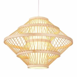 Lampe Suspension|EMINZA Suspension lumineuse design en bambou (D50 cm) Marbella Naturel