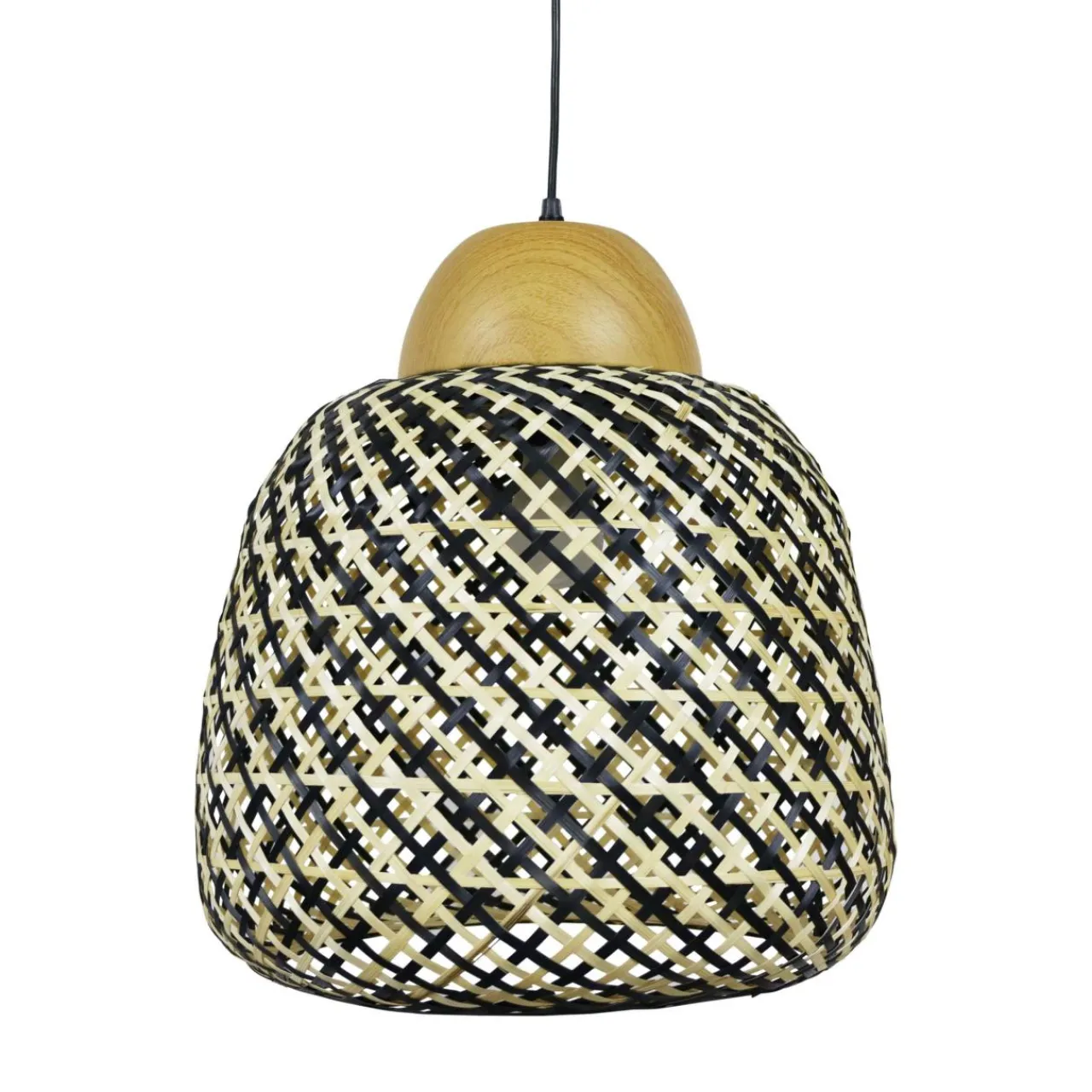 Lampe Suspension|EMINZA Suspension lumineuse en bambou (D40 cm) Elda et naturel Noir