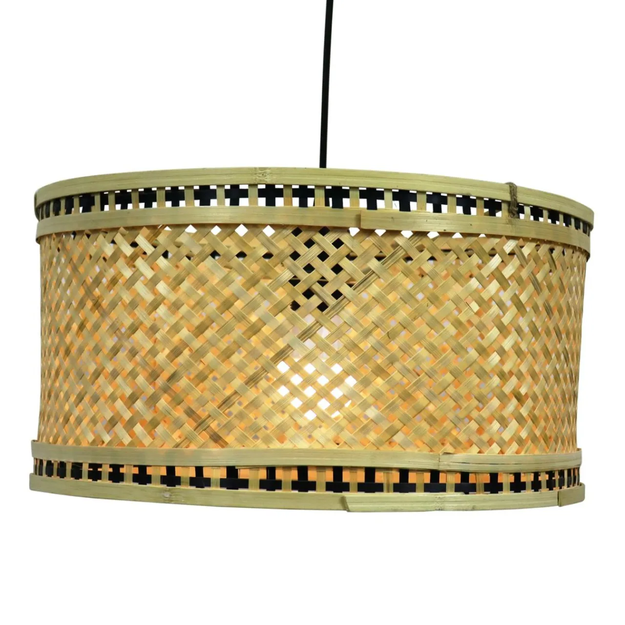 Lampe Suspension|EMINZA Suspension lumineuse en bambou (D40 cm) Estepona Noir et Naturel