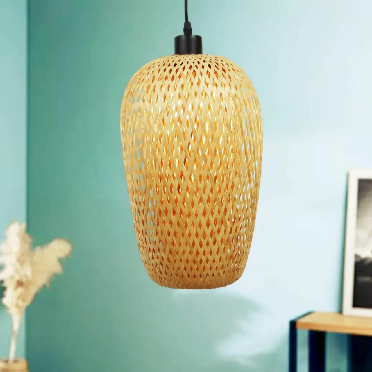 Lampe Suspension|EMINZA Suspension lumineuse en bambou (H35 cm) Fuengirola Naturel