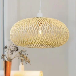 Lampe Suspension|EMINZA Suspension lumineuse en bambou (D46 cm) Rotana Naturel