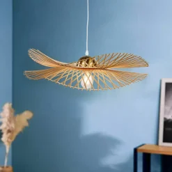 Lampe Suspension|EMINZA Suspension lumineuse en bambou (D55 cm) Mérida Naturel