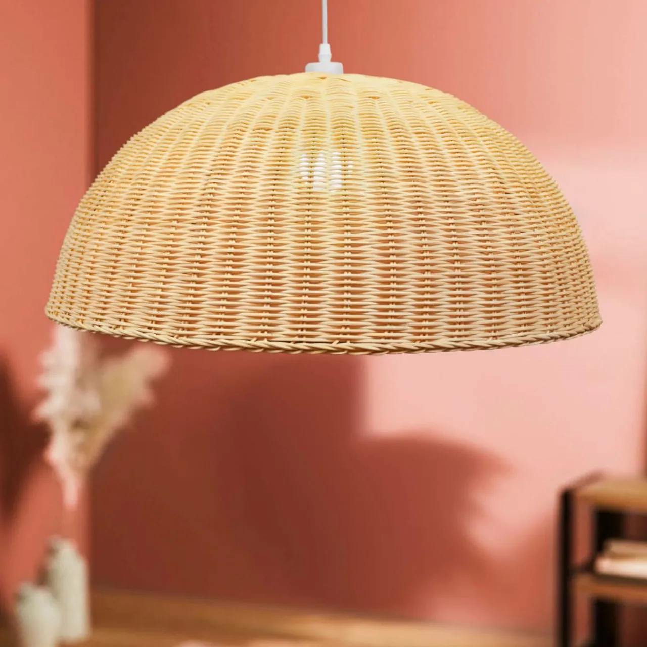 Lampe Suspension|EMINZA Suspension lumineuse en bambou tressé (D60 cm) Eivissa Naturel