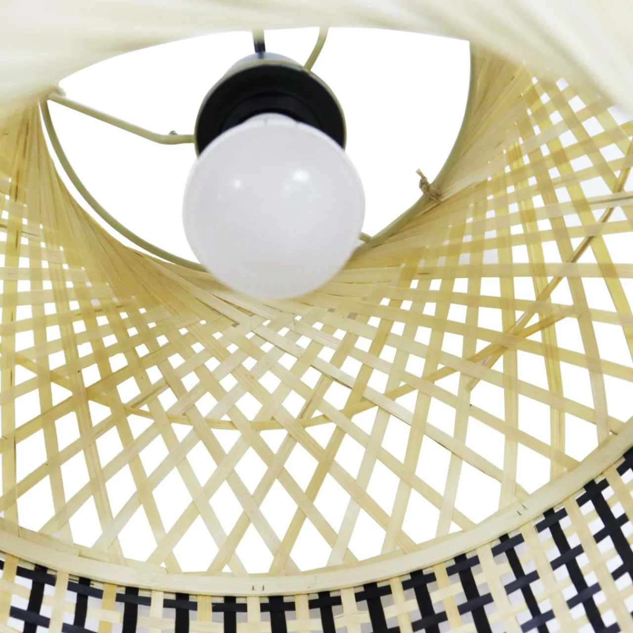 Lampe Suspension|EMINZA Suspension lumineuse en bambou (D45 cm) Huesca et naturel Noir