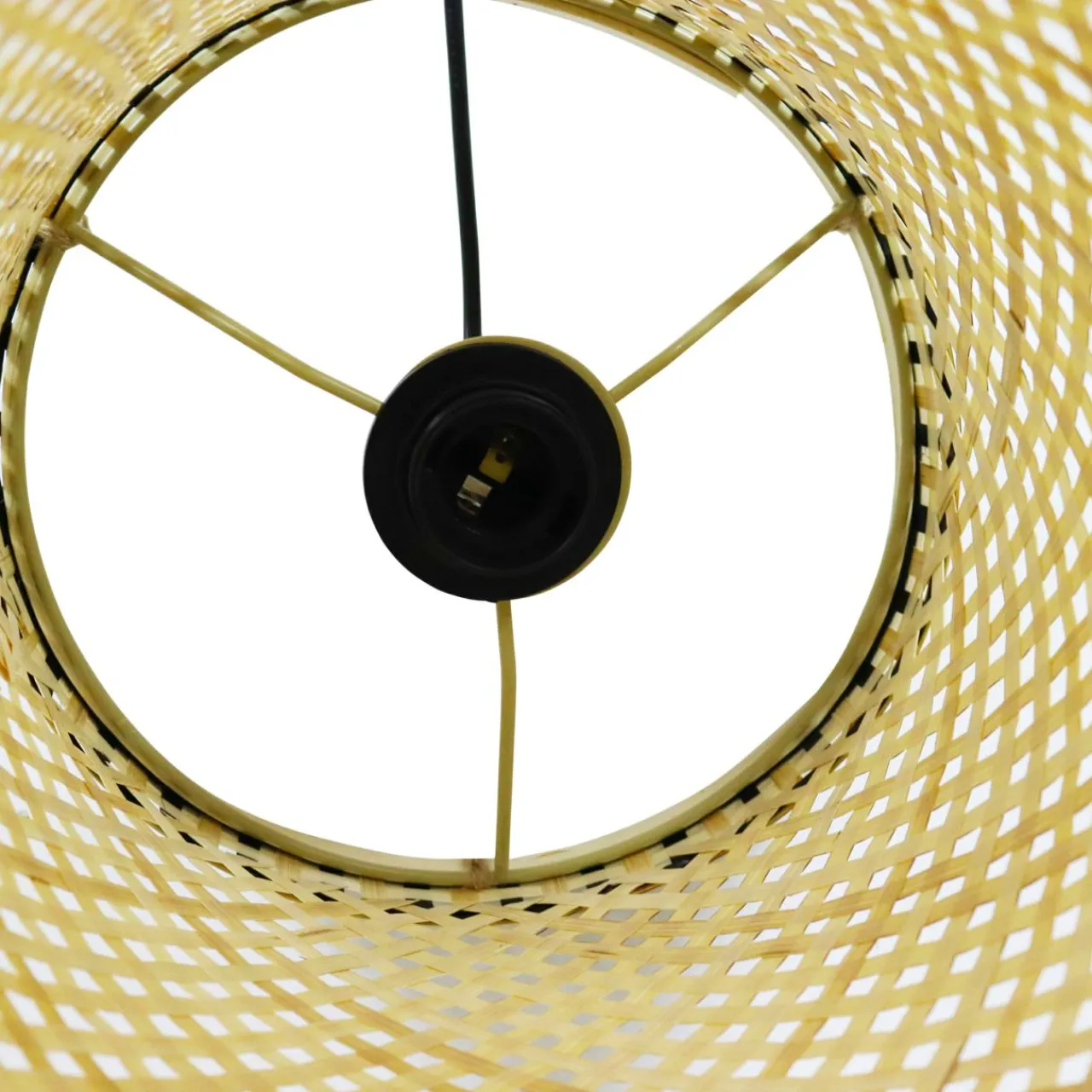 Lampe Suspension|EMINZA Suspension lumineuse en bambou (H30 cm) Estepona Noir et Naturel