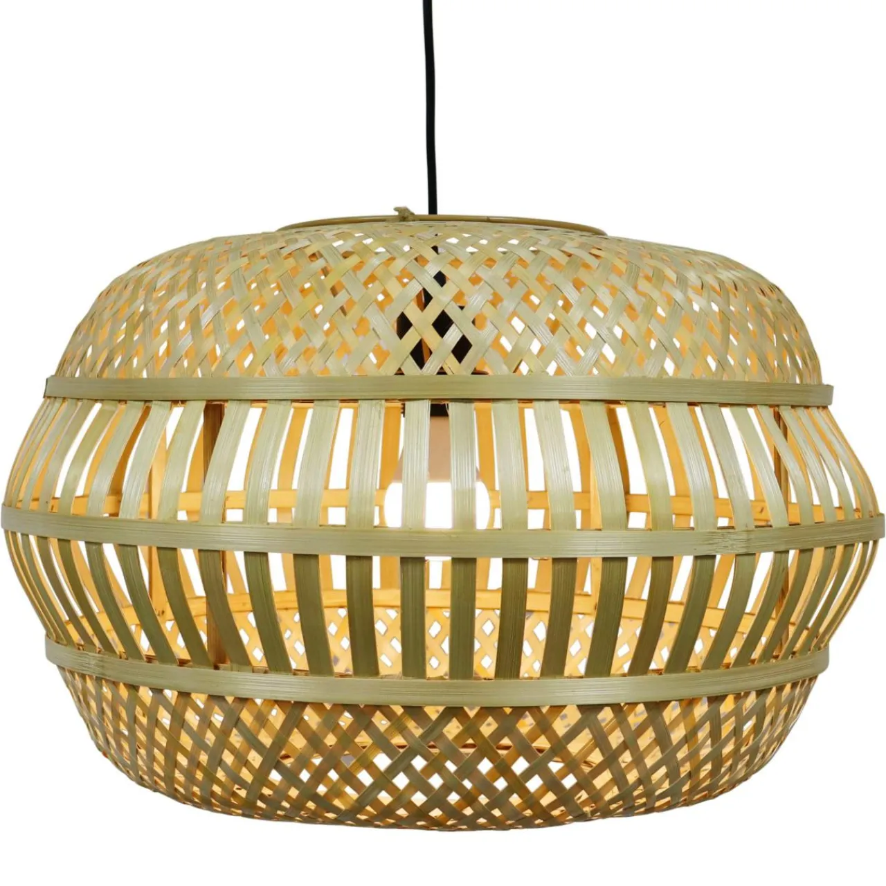 Lampe Suspension|EMINZA Suspension lumineuse en bambou ajouré (D50 cm) Manresa Naturel