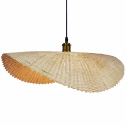 Lampe Suspension|EMINZA Suspension lumineuse en bambou tressé (D60 cm) Calvià Naturel