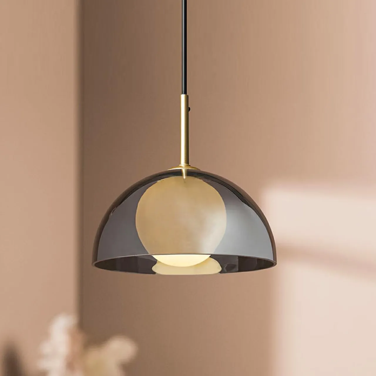 Lampe Suspension|OSTARIA Suspension lumineuse en verre (D20 cm) Luméa Noir