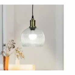 Lampe Suspension|EMINZA Suspension lumineuse en verre (D20 cm) Velden Transparent