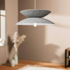 Lampe Suspension|OSTARIA Suspension lumineuse feutre et métal (D46 cm) Nimbus e Gris