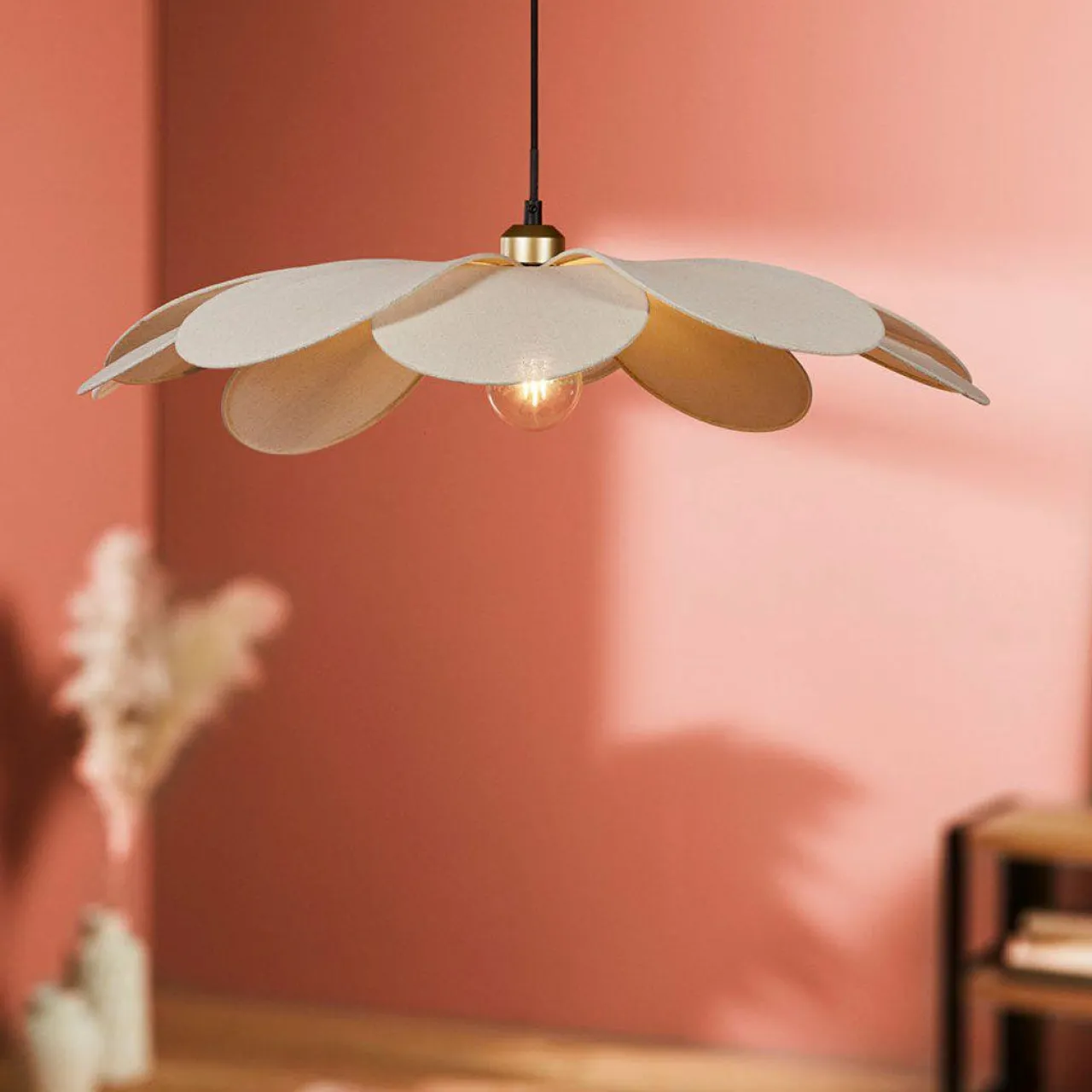 Lampe Suspension|OSTARIA Suspension lumineuse pétal Lin (D60 cm) Horizonte Beige