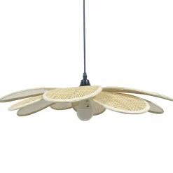 Lampe Suspension|EMINZA Suspension lumineuse pétale en tissu (D58 cm) Salamanca beige et noir Naturel