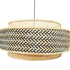 Lampe Suspension|EMINZA Suspension lumineuse ronde en bambou (D53 cm) Oviedo et naturel Noir