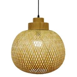 Lampe Suspension|EMINZA Suspension lumineuse ronde en bambou (D40 cm) Kahala Naturel