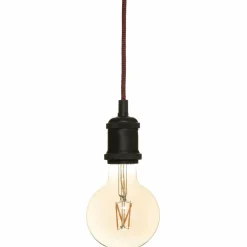 Lampe Suspension|ATMOSPHERA Suspension lumineuse simple (H120 cm) et cordon rouge Noir