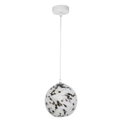 Lampe Suspension|OSTARIA Suspension lumineuse verre et métal (D20 cm) Pepper Noire et he Blanc