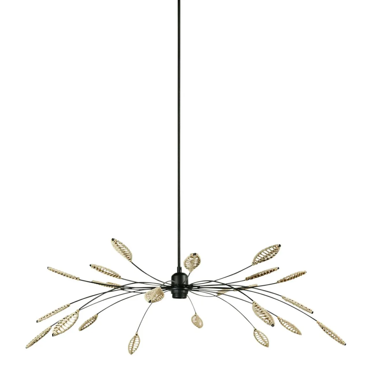 Lampe Suspension|OSTARIA Suspension métal et pétales (D80 cm) Ellisse et beige Noir