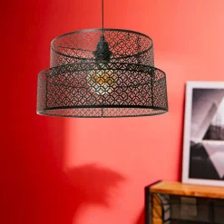Lampe Suspension|OSTARIA Suspension ronde métal marocaine (D34 cm) Gigogne Noir