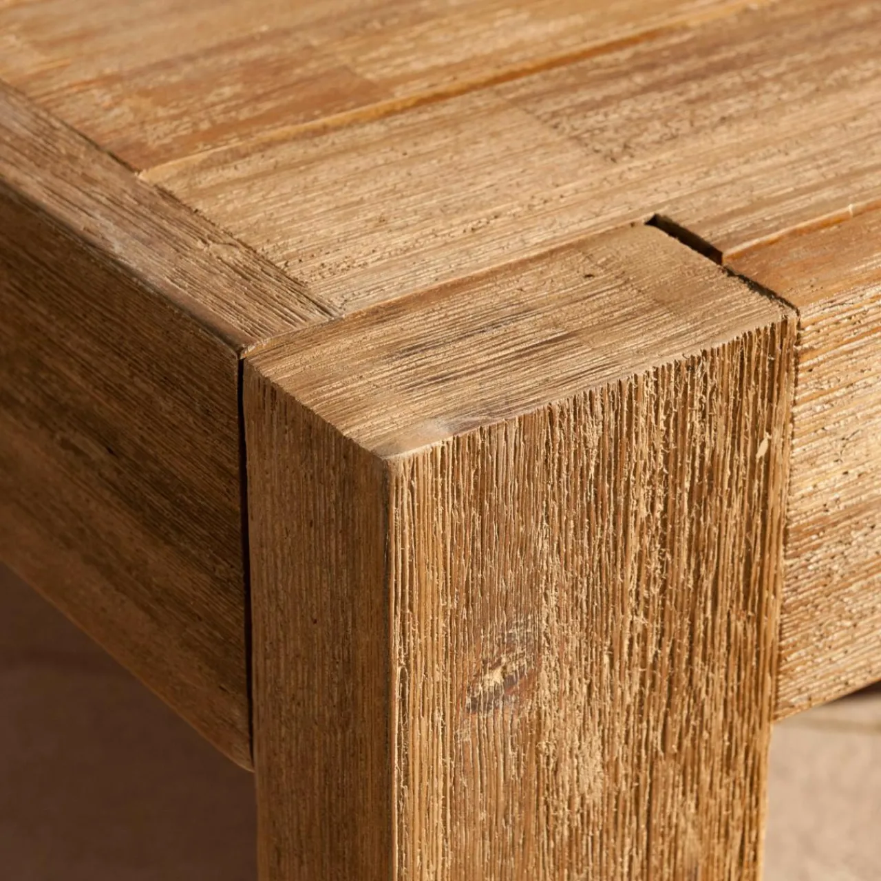 Canapé, Fauteuil Et Table Basse|MOBELLIA Table basse de jardin carrée en (94 x 94 cm) Bornéo Naturel Bois