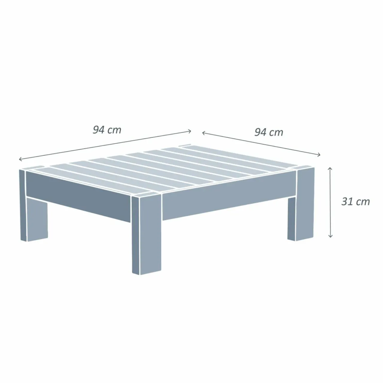 Canapé, Fauteuil Et Table Basse|MOBELLIA Table basse de jardin carrée en (94 x 94 cm) Bornéo Naturel Bois