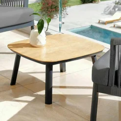 Canapé, Fauteuil Et Table Basse|MOBELLIA Table basse de jardin carrée en aluminium Amalfi Gris Anthracite