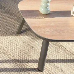 Canapé, Fauteuil Et Table Basse|MOBELLIA Table basse de jardin carrée en aluminium Amalfi Gris Anthracite