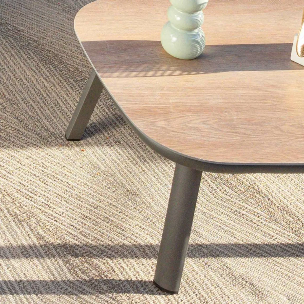 Canapé, Fauteuil Et Table Basse|MOBELLIA Table basse de jardin carrée en aluminium Amalfi Gris Anthracite