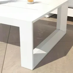 Canapé, Fauteuil Et Table Basse|MOBELLIA Table basse de jardin rectangulaire en alumininum (94 x 72 cm) Elba Blanc