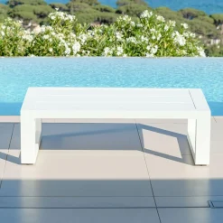 Canapé, Fauteuil Et Table Basse|MOBELLIA Table basse de jardin rectangulaire en alumininum (120 x 72 cm) Elba Blanc